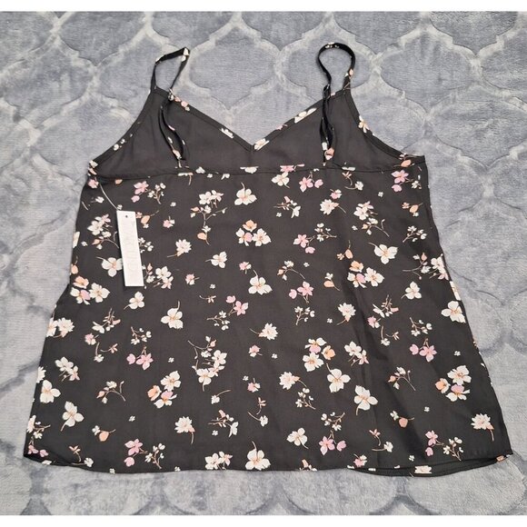 NWT Abound Black Floral Spaghetti Strap Flowy Tank Top Camisole/Sz. XS - Picture 4 of 7